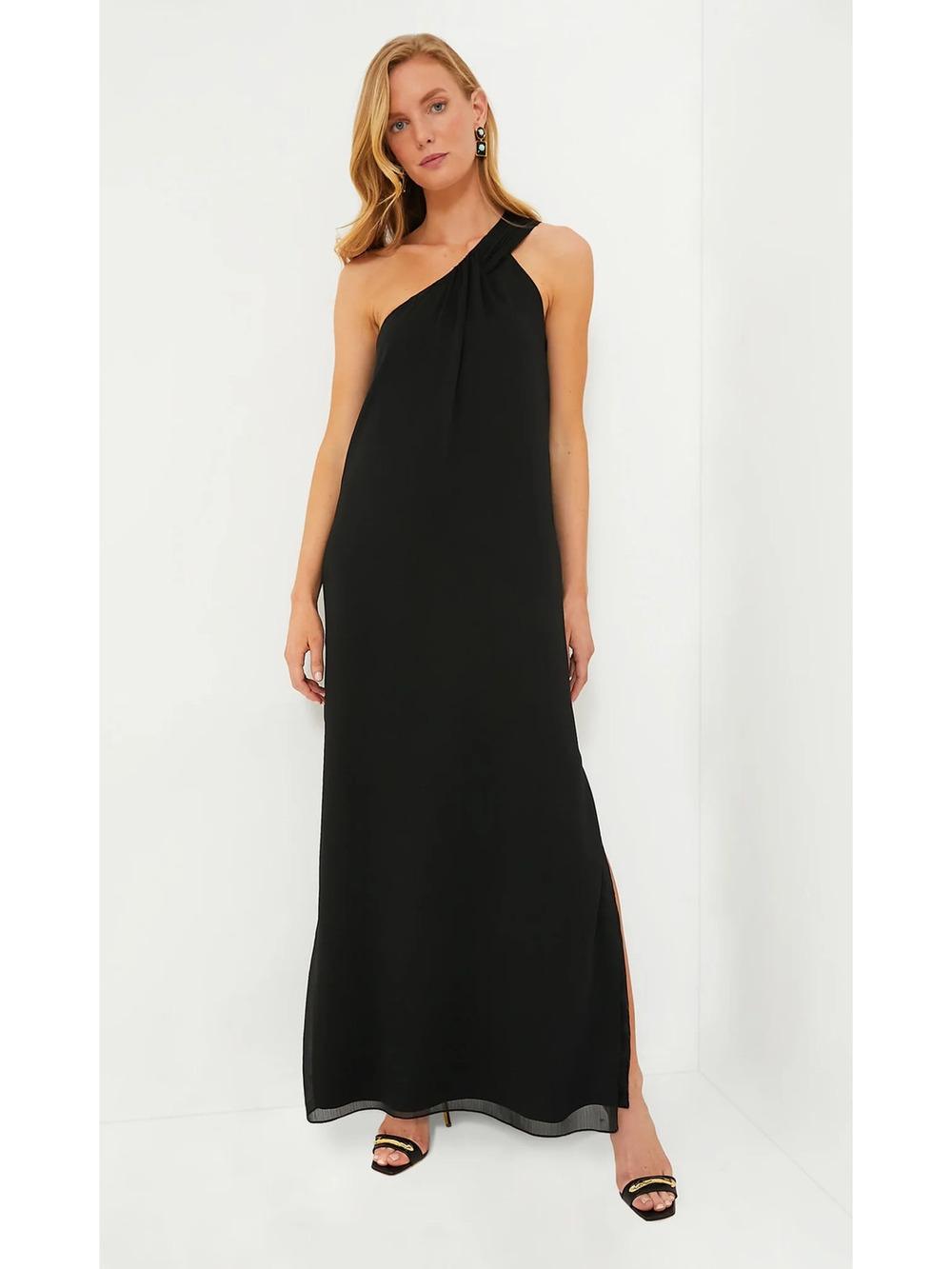Tuckernuck Pomander Place Black Soleil Gown NWT One Shoulder Formal Maxi Dress M